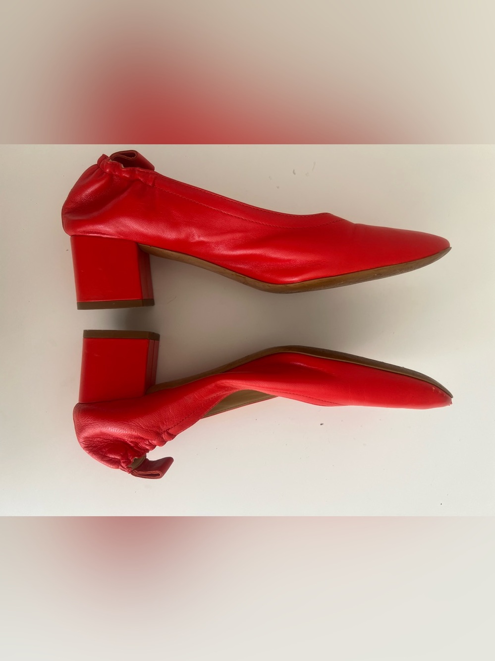 Everlane day heel poppy red block heel pumps